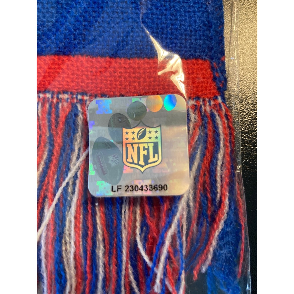 NFL Buffalo Bills Knit Scarf Blue Red White Argyle Reversible Fringe Logo - Picture 2 of 12